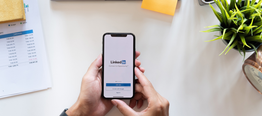 A smartphone using the LinkedIn app