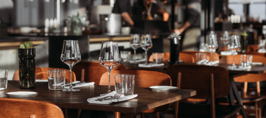 A view of several restaurant tables