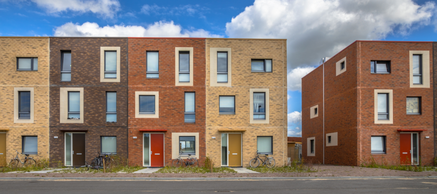 A row of newly constructed houses