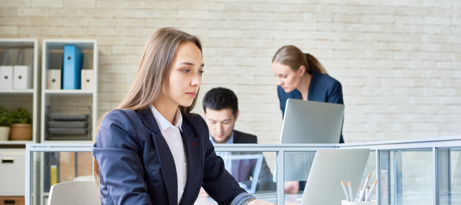 A woman using a laptop